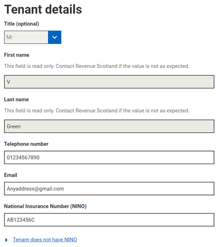 About tenant details