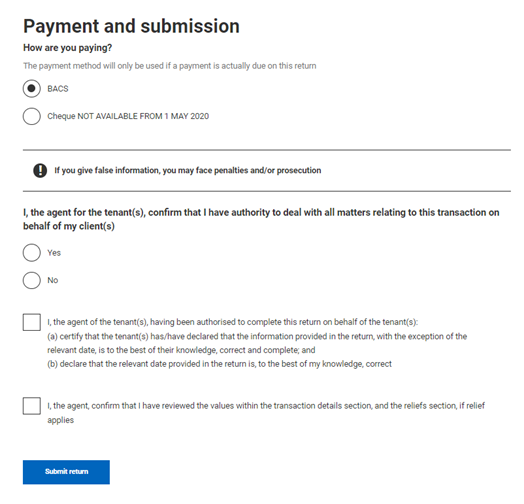 payment and submission details