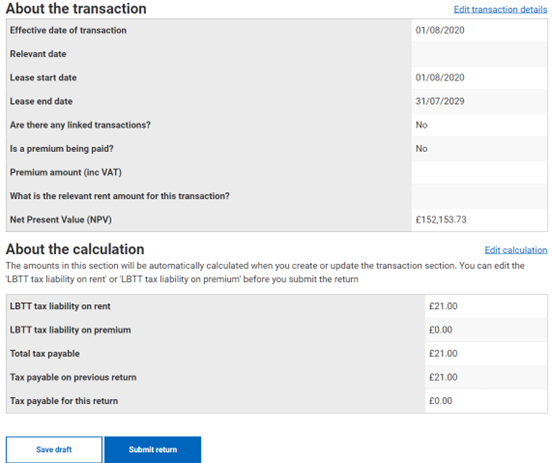 return summary details 