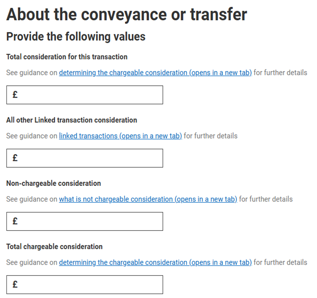 A menu showing "About the conveyance or transfer".